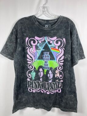 Pink Floyd Black Tee with Pink, Green, Blue and Rainbow Graphic